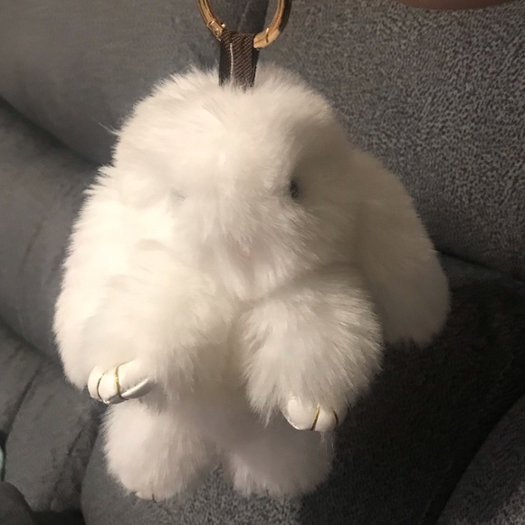 Rabbit Pom Pom Keychain- White - Picture 1 of 3